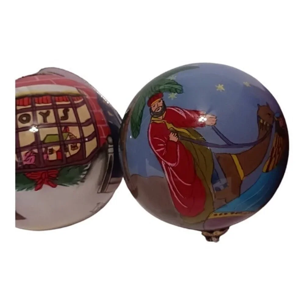 Libien set of 2 ball ornaments colorful